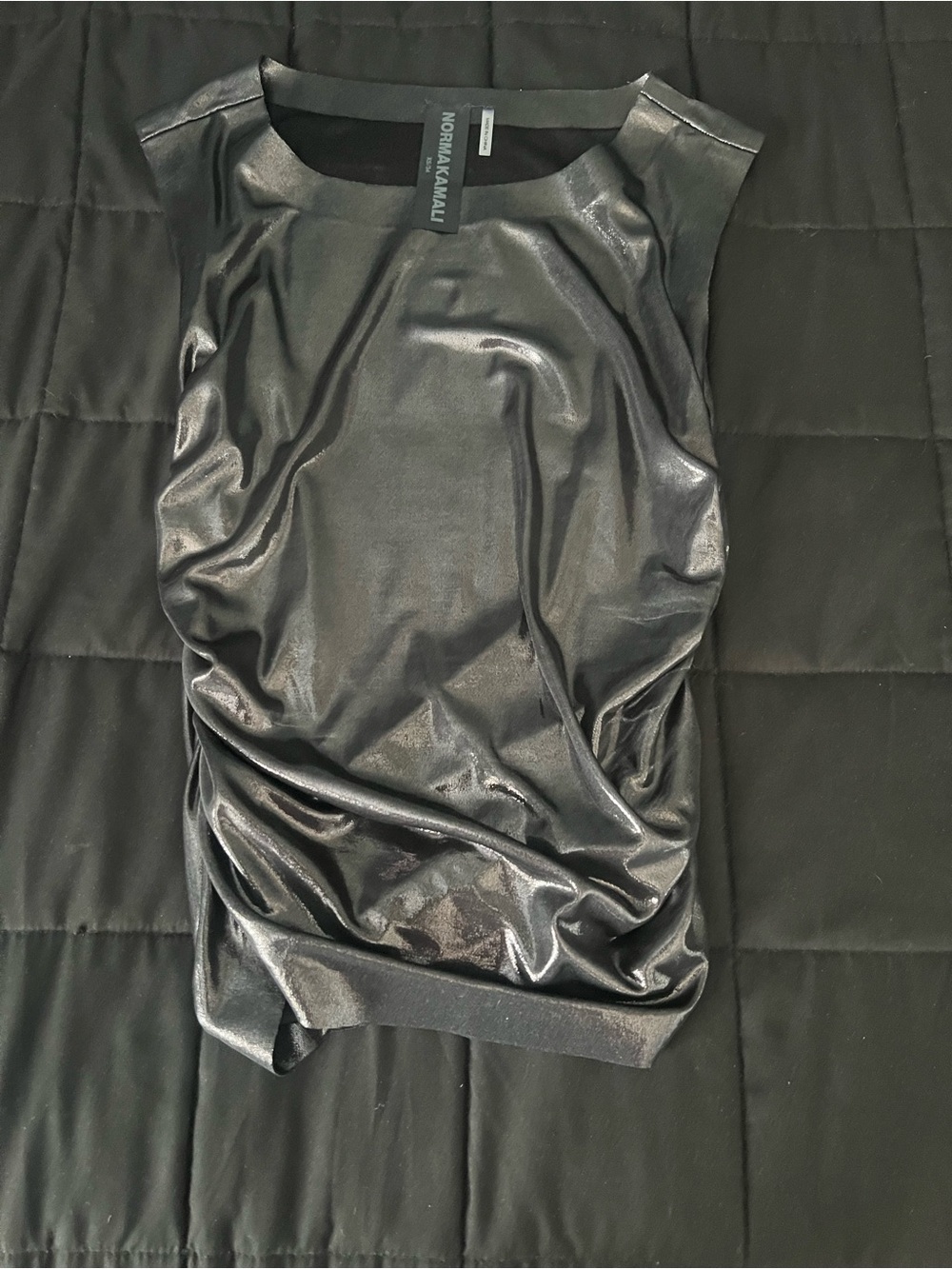 Norma Kamali Metallic Gray Sleeveless Camisole